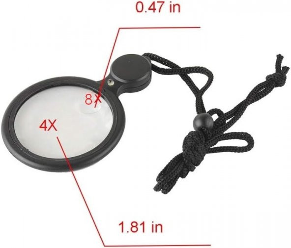 Taşınabilir El Büyüteç 4x8x Cep Büyüteç İle Led Okuma Büyüteci Işıklı Büyüteç Askılı Cep Büyüteç - 5