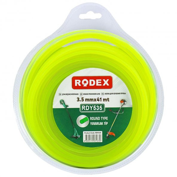 Rodex RDY535 Misina Motorlu Tırpan Yuvarlak Misina 3.5 mm 41 Metre Çim Ot Biçme Teli - 3