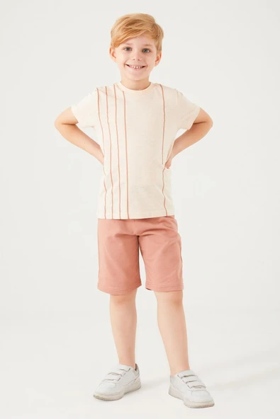 Arnetta 2509 Garson Vertical Stripes Erkek Çocuk Bermuda Takım - Resim 8