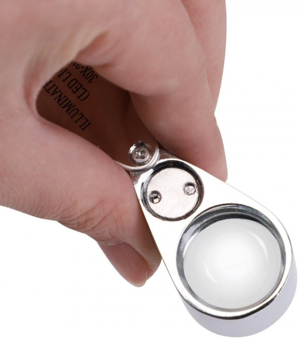 Led Işıklı Büyüteç 30x21 Çelik Büyüteç Lup Mercek Kuyumcu Büyüteci Tekstilciler Para Kontrol Büyüteç - 2