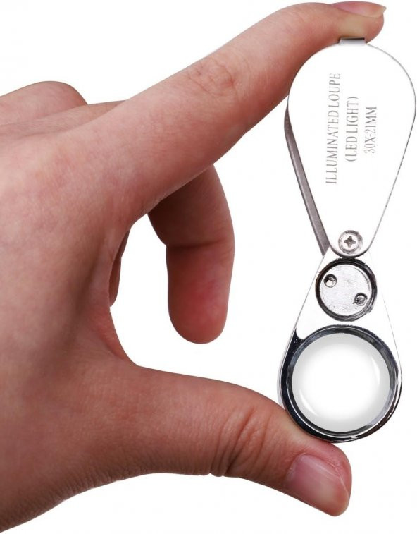 Led Işıklı Büyüteç 30x21 Çelik Büyüteç Lup Mercek Kuyumcu Büyüteci Tekstilciler Para Kontrol Büyüteç - 4