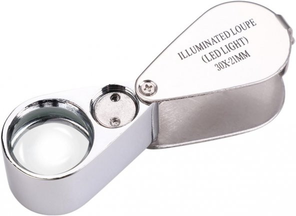 Led Işıklı Büyüteç 30x21 Çelik Büyüteç Lup Mercek Kuyumcu Büyüteci Tekstilciler Para Kontrol Büyüteç - 7