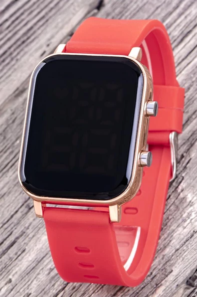 Kadın Rose Kasa Silikon Kırmızı Kordon Dijital Led Kol Saati (Akıllı Saat Değildir!) ST-304326 - 2