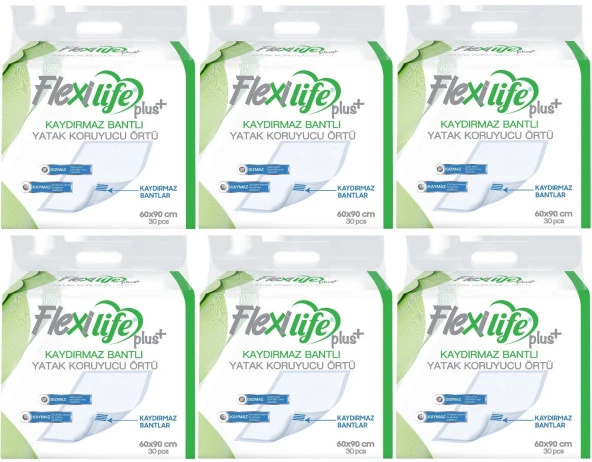 Flexilife Plus Kaydırmaz Bantlı Yatak Koruyucu Örtü 60x90 30'lu 6 paket / 180 adet