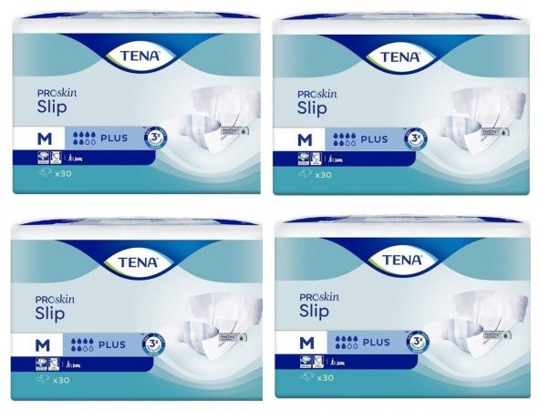 Tena Proskin Slip Plus 6 Damla Orta Boy Medium Belbantlı Hasta Bezi 30Lu 4 Paket / 120 Adet