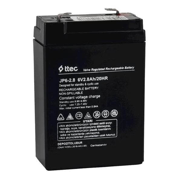 Ttech 6 Volt - 2.8 Amper Dik Akü 66 X 33 X 97 mm