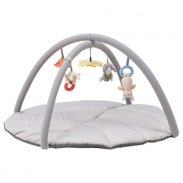 Oyuncaklı Bebek Oyun Halısı 90X49 cm MeridyenDukkan Gri Renk Aktivite-Bebek Jimnastiği Oyun Halısı