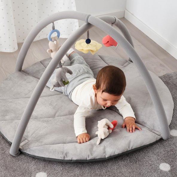 Oyuncaklı Bebek Oyun Halısı 90X49 cm MeridyenDukkan Gri Renk Aktivite-Bebek Jimnastiği Oyun Halısı - 4