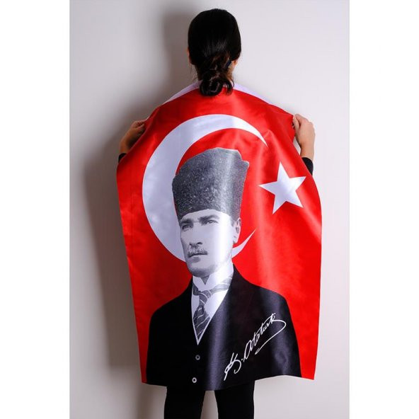 K.Atatürk İmzalı Türk Bayrağı Saten Kumaş Dijital Baskı - 2