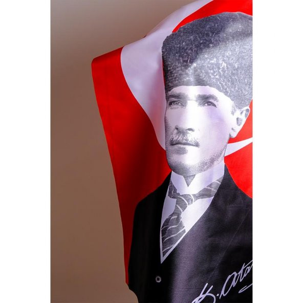 K.Atatürk İmzalı Türk Bayrağı Saten Kumaş Dijital Baskı - 3