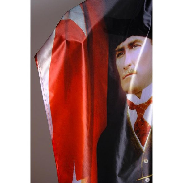 Atatürk Portre Raşel Kumaş Dijital Baskı Bayrak - 3