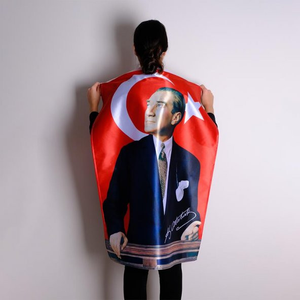 Atatürk Baskılı Türk Bayrağı Raşel Kumaş Dijital Baskı - 2
