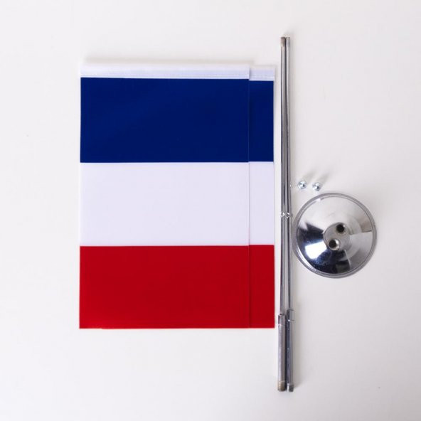 Fransa 2li Masa Bayrağı Saten Kumaş Dijital Baskı 15x22,5 cm - 5