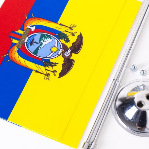 Ekvador 2li Masa Bayrağı Saten Kumaş Dijital Baskı 15x22,5 cm - 2