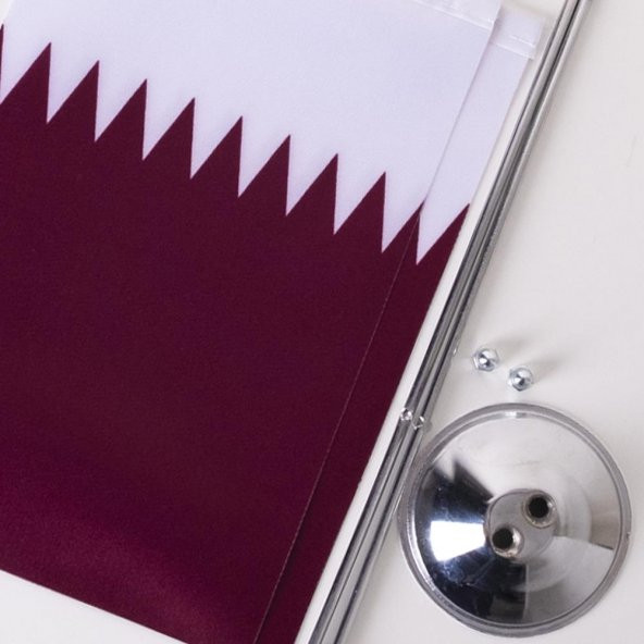 Katar 2li Masa Bayrağı Saten Kumaş Dijital Baskı 15x22,5 cm - 2