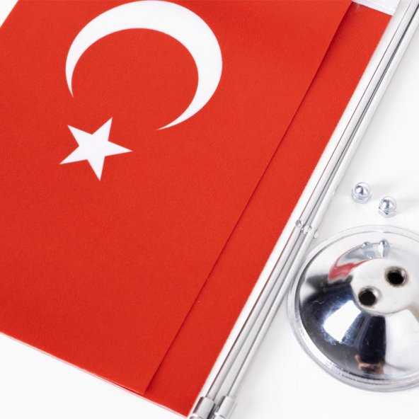 Türkiye 2li Masa Bayrağı Saten Kumaş Dijital Baskı 15x22,5 cm - 2
