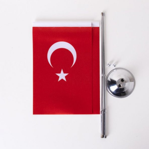 Türkiye 2li Masa Bayrağı Saten Kumaş Dijital Baskı 15x22,5 cm - 5