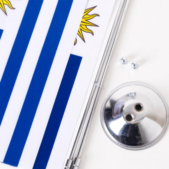 Uruguay 2li Masa Bayrağı Saten Kumaş Dijital Baskı 15x22,5 cm - 3