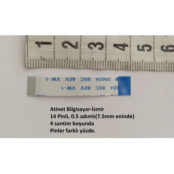 Lenovo Miix 2 (8 inch) screentouch-anakart arası   Flex  Kablosu 14 Pin 4Cm 14-0.5-4B - Resim 2