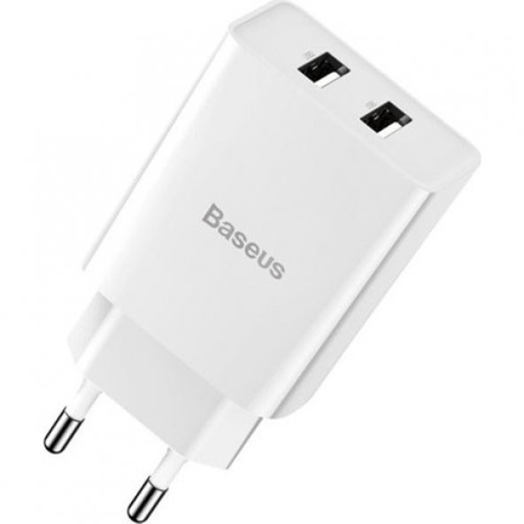 Baseus Speed Mini Dual USB Çıkışlı 10.5W Hızlı Şarj Cihazı + Lightning Şarj Kablosu TZCCFS-R02 - Resim 3