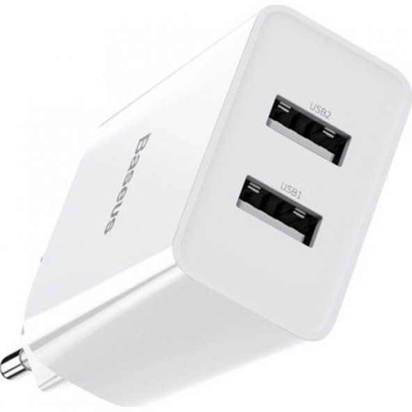 Baseus Speed Mini Dual USB Çıkışlı 10.5W Hızlı Şarj Cihazı + Lightning Şarj Kablosu TZCCFS-R02 - Resim 4