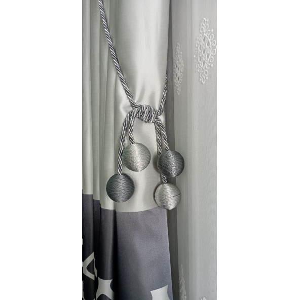 Fon Perde Toplama Aparatı Kornişe Takmatik Antrasit Gri Tavan Braçolu Perde Aksesuarı Perde Süsü Perde Kordonu - 2