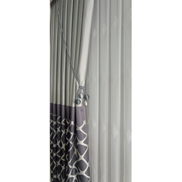 Fon Perde Toplama Aparatı Kornişe Takmatik Antrasit Gri Tavan Braçolu Perde Aksesuarı Perde Süsü Perde Kordonu - 3