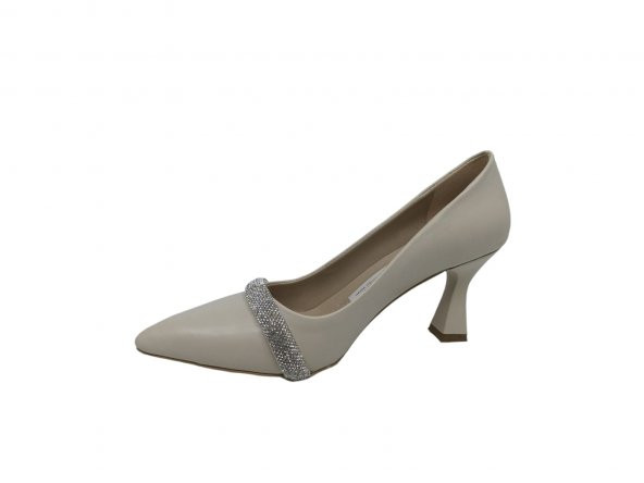 Zerhan C408 Kadın Ten Taşlı Kadeh Topuk Stiletto Ayakkabı - 3