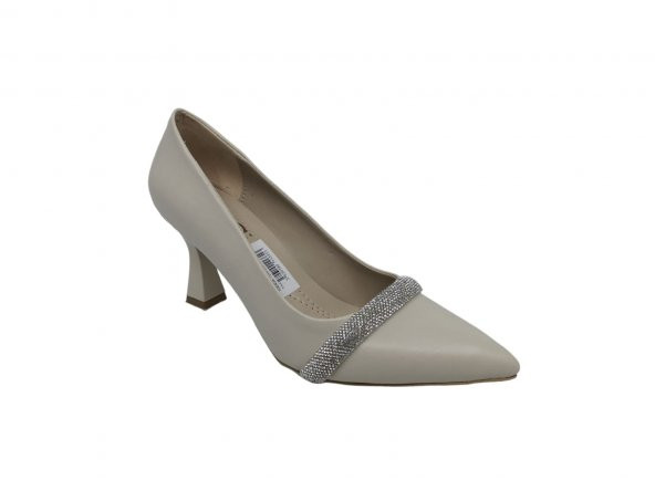 Zerhan C408 Kadın Ten Taşlı Kadeh Topuk Stiletto Ayakkabı - 4