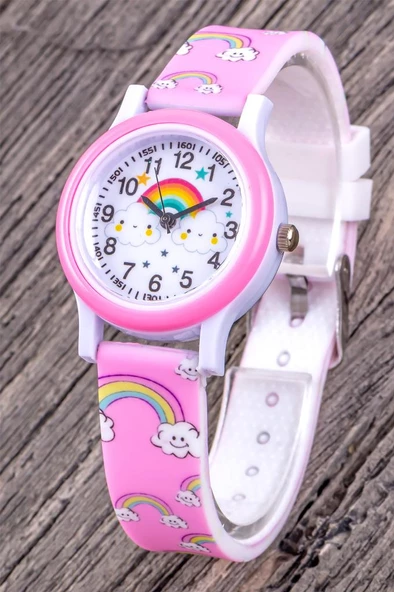 4-12 Yaş Çocuk Saati - Saat Öğretici Rakamlı Kadran Pembe Renk Kız Çocuk Kol Saati ST-304327 - 2