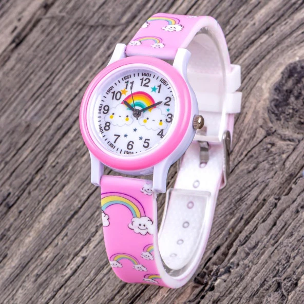 Pinkoli Çocuk Kol Saati Pembe Renk Silikon Kordon Öğretici Rakamlı Saat
