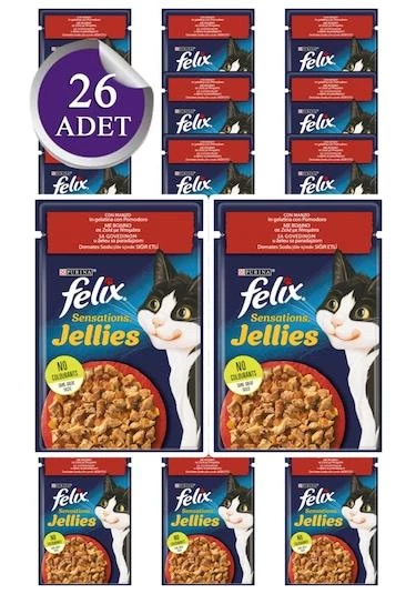 Felix Adult 85 Gr Domates Soslu Sığır Yaş Mama 26 adet ürün görseli 1