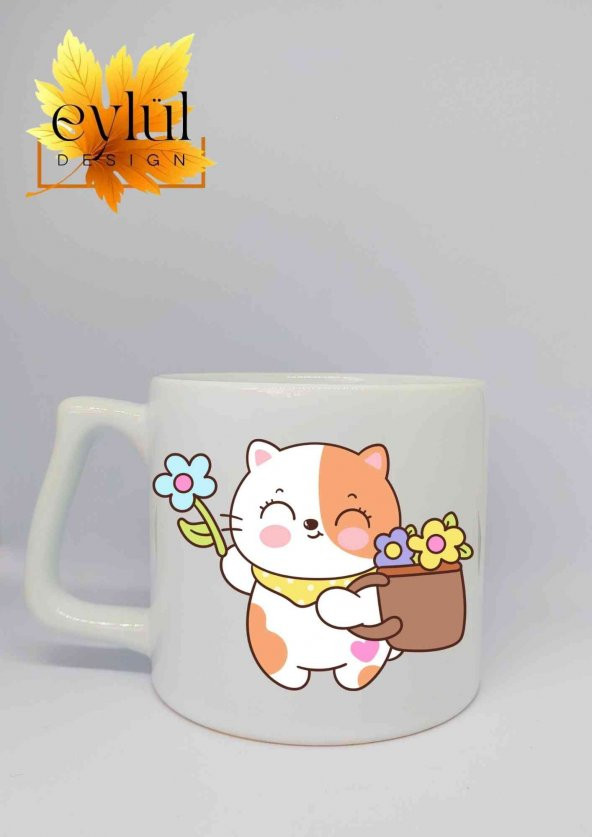 Kedi Baskılı Lüks Seramik Kupa Bardak Hediye Çay-kahve Bardağı