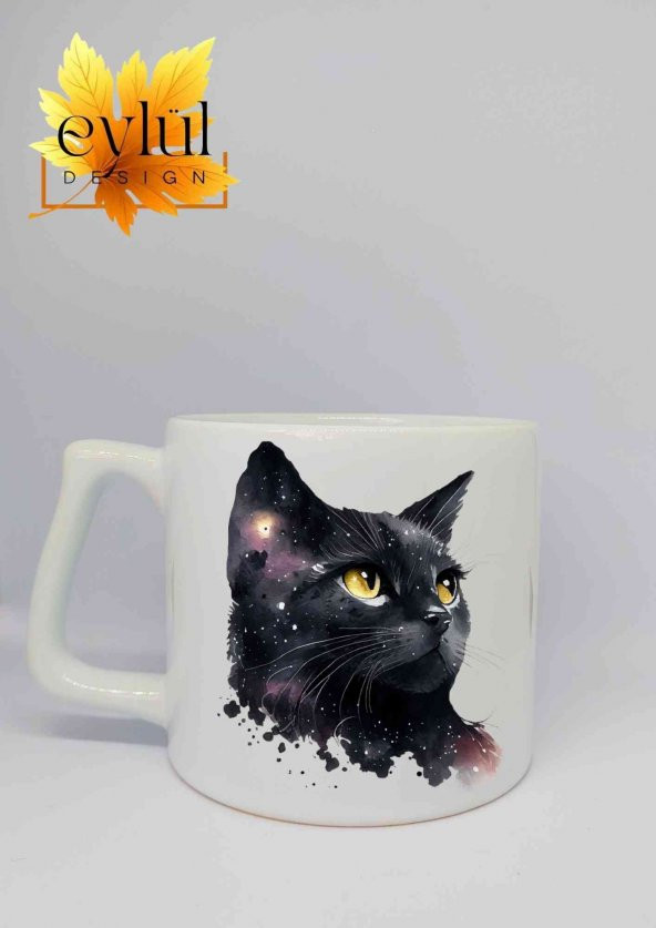 Kedi Baskılı Lüks Seramik Kupa Bardak Hediye Çay-kahve Bardağı