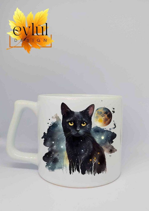 Kedi Baskılı Lüks Seramik Kupa Bardak Hediye Çay-kahve Bardağı