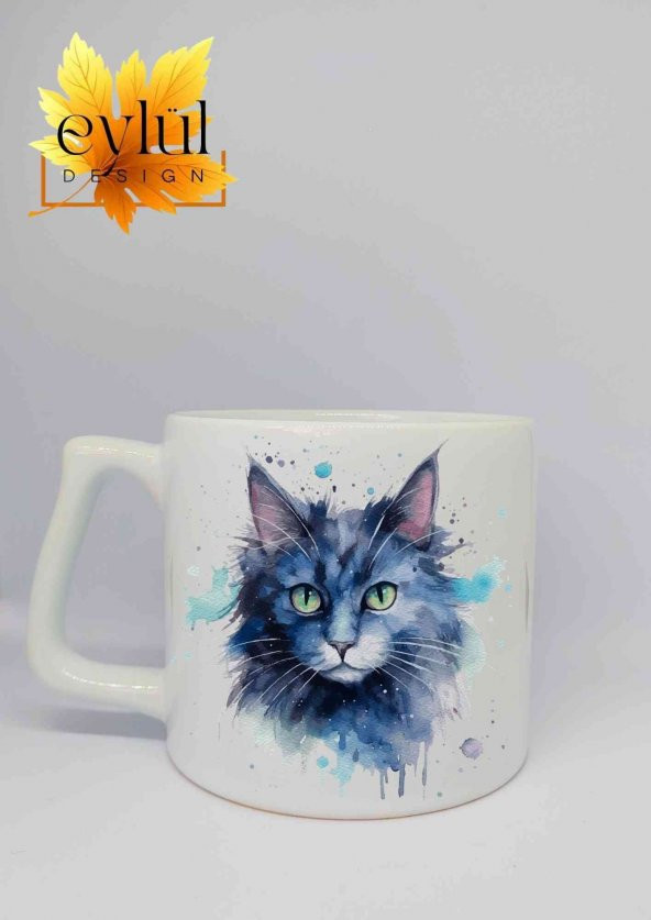 Kedi Baskılı Lüks Seramik Kupa Bardak Hediye Çay-kahve Bardağı
