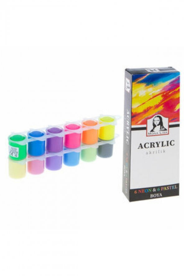 Monalisa Akrilik Boya 12 Renk 22ml Neon-pastel Renkler Ml124 6758 ürün görseli 1