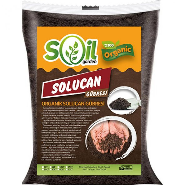 Soil Garden Solucan Gübresi 40 L (20 KG)Toprak Düzenleyici Soluc