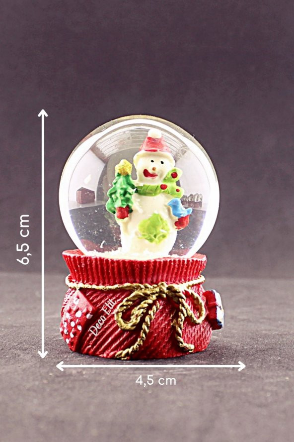 Yeni Yıl Kardan Adam Temalı Mini Boy Kar Küresi 6,5 cm