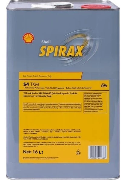 SHELL SPİRAX S4 TXM TENEKE 16  LİTRE-ESKİ ADI DONAX TD 10W30