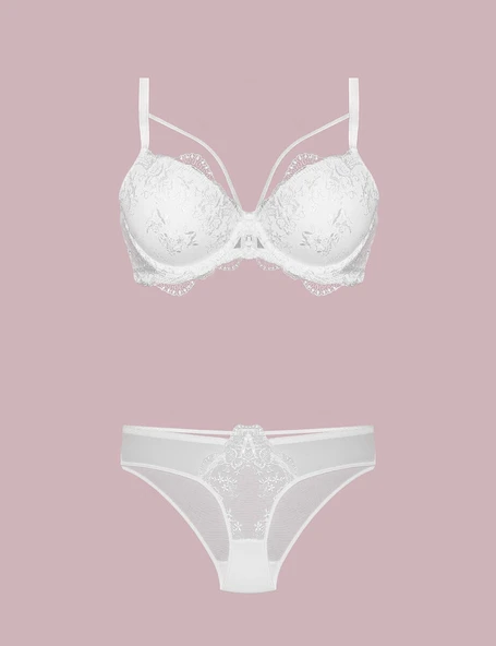 Nurteks Dantel Detaylı Destekli Sütyen Takım Ekru ürün görseli 1