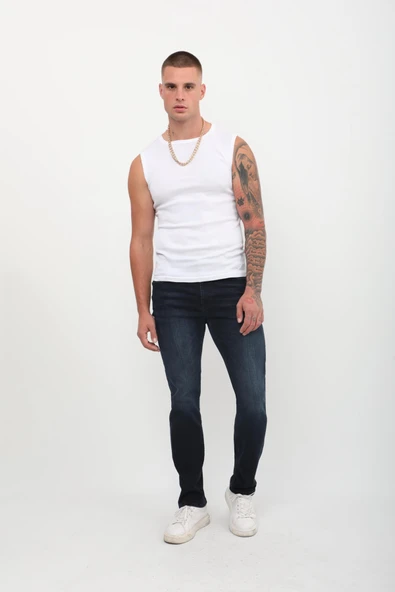 Erkek Koyu Lacivert Jean Pantolon