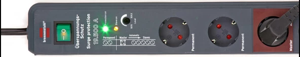 Brennenstuhl Secure-Tec Gerilim Korumalı 8 Kutuplu Güç Şeridi ve Ana Slave İşlevli 3m. Priz - 2