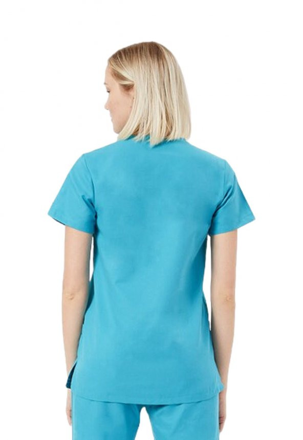 BASIC- Kadın Koton Turkuaz Üniforma Üst - Resim 2