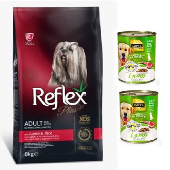 Reflex Plus Küçük & Mini Irk Kuzu Etli Küçük Irk Yetişkin Köpek Maması 8 Kg + 2 Adet Konserve HEDİYELİ