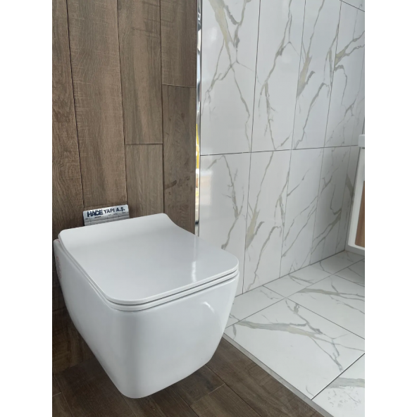 Turkuaz Hera Kanalsız Asma Klozet ve Yavaş Kapak