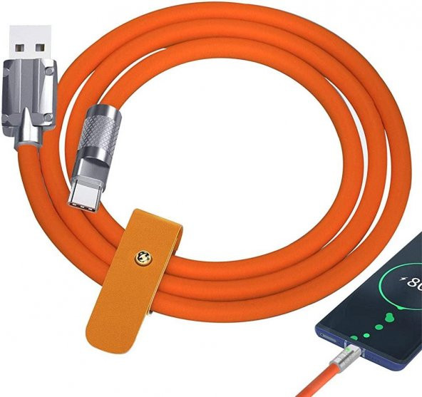 Type C 120w Watt 6 A Süper Hızlı Şarj Data Kablosu 1 Metre Type-C - 4