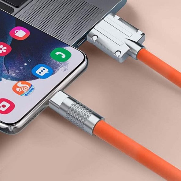 Type C 120w Watt 6 A Süper Hızlı Şarj Data Kablosu 1 Metre Type-C - 6