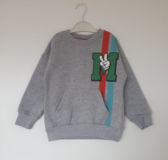 Erkek Çocuk 3 İp Mickey Mouse Sweatshirt Gri