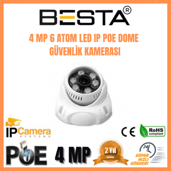 4 MP 6 ATOM LED IP POE DOME GÜVENLİK KAMERASI KD-1248